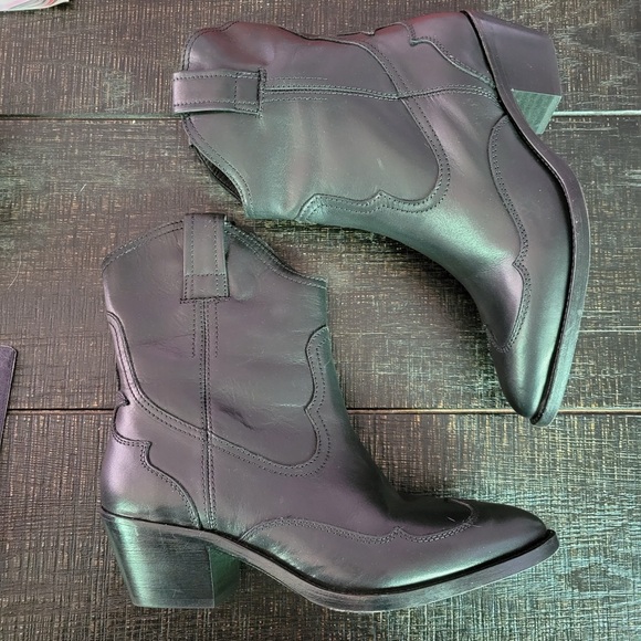 All saints Shira Western Leather Cowboy Boots - Picture 5 of 11